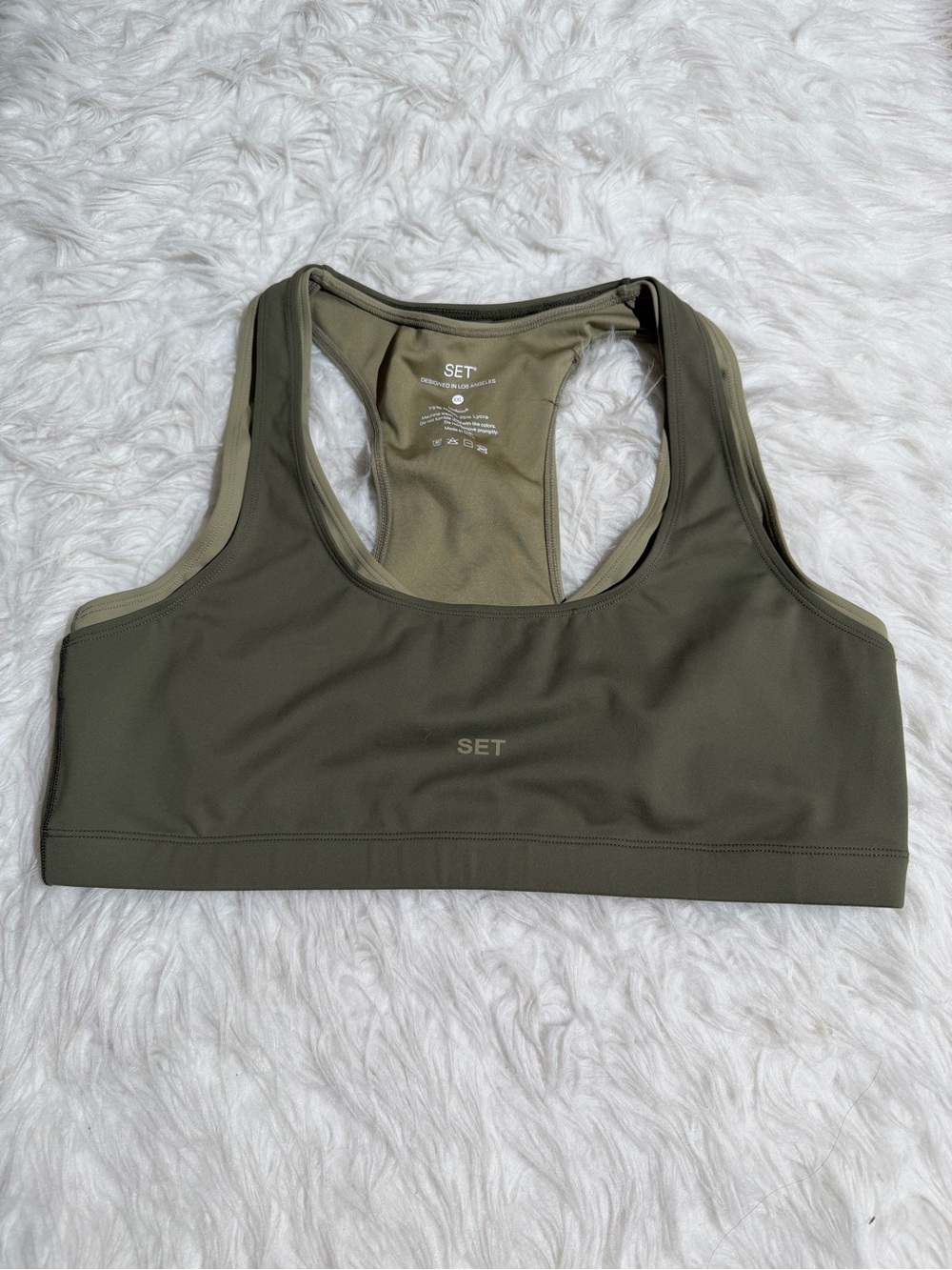 NEW Set Active XXL Double Layered Sports Bra Olive Green Workout Pilates Yoga